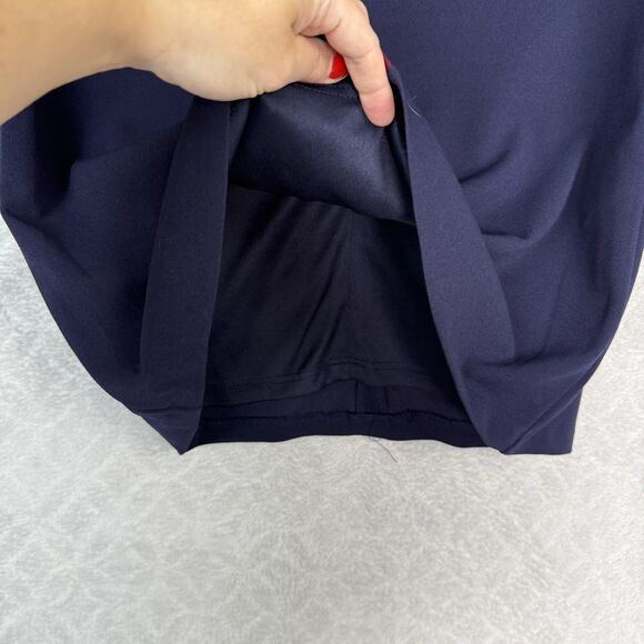 Alexia Admor Flare Sleeve Shift Dress M Blue Burgundy Mod Retro MCM Gogo Party - Picture 5 of 13